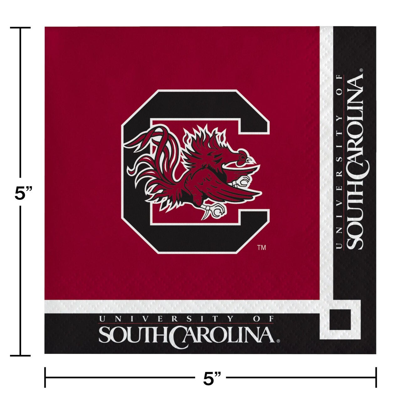 Party Central Club Pack of 240 Red and Black NCAA South Carolina Gamecocks 2-Ply Disposable Beverage Napkins 5"